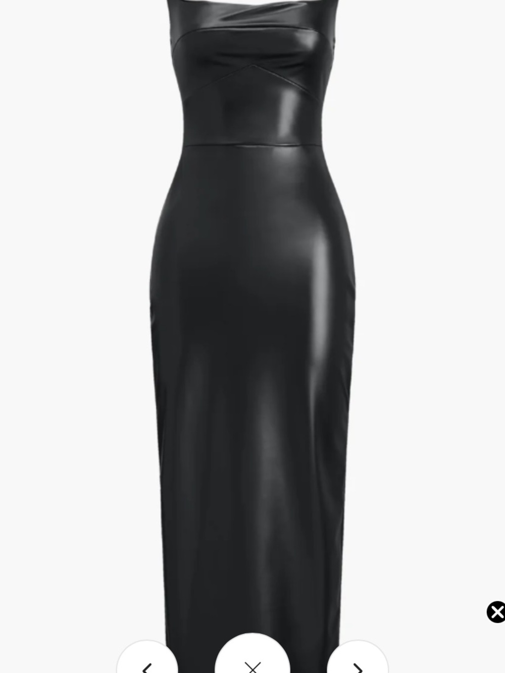 Commense Black Faux-Leather Midi Dress square neck size medium nwt